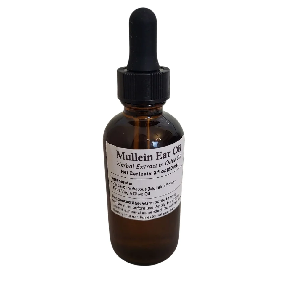 Mullein Ear Oil Herbal Extract in Olive Oil 2 fl oz Bottle